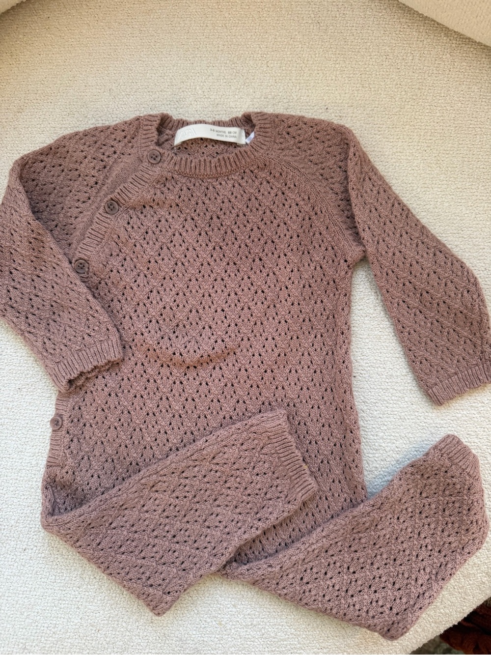 Knit One-Piece Romper in Dusty Mauve Zara baby